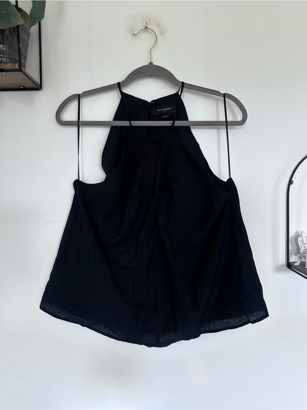 NWT Banana Republic Factory Black Sleeveless Halter Neck Tank Top Size Large
